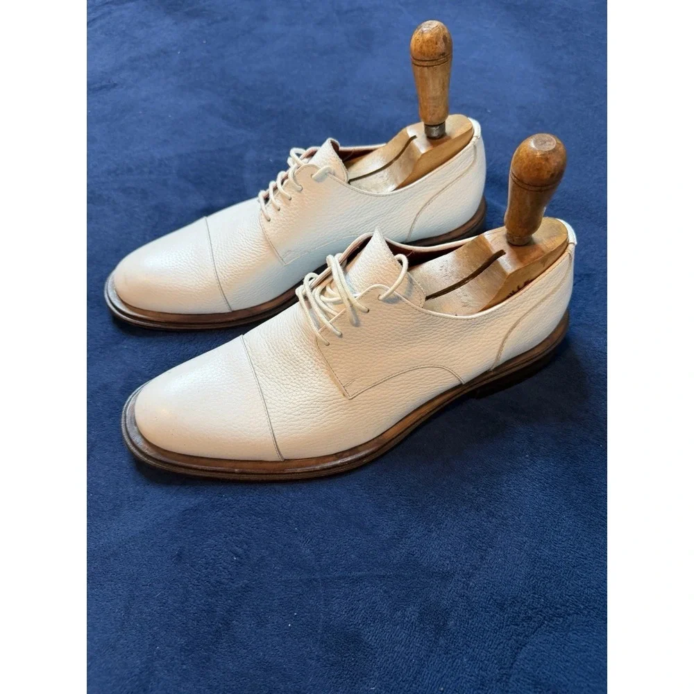 Vtg Jean Michael Cazabat White Toe Cap Oxford Dress Shoes Sz 41 EU Red Bottom